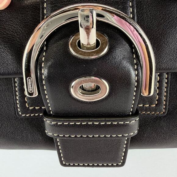 Coach Soho Leather Mini Boston Black Bag 8A10 Bowling Tote Satchel Handbag Y2K - Picture 15 of 16